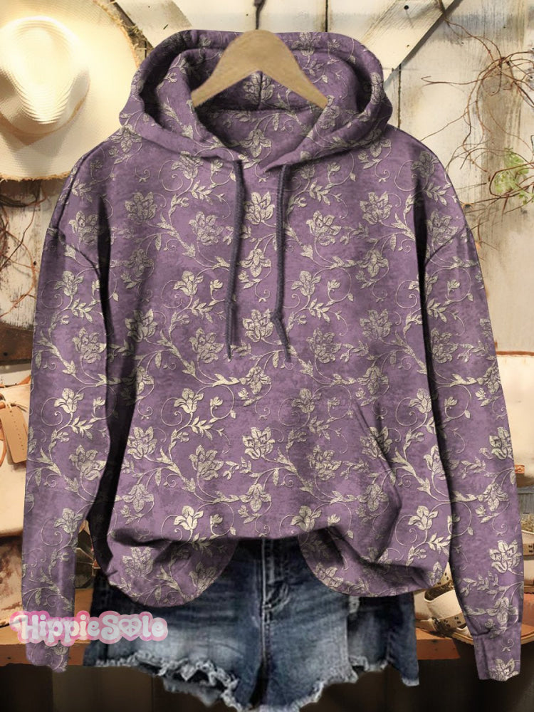 Women’s Floral Art Print Casual Hoodie Sweatshirt Multicolor / S