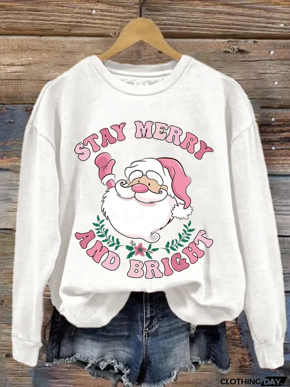 Women's Christmas Stay Merry And Bright Print Sweatshirt
