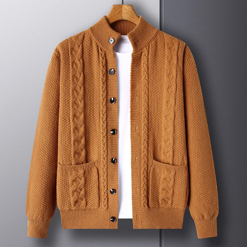 Men's Casual Simple Stand Collar Cardigan