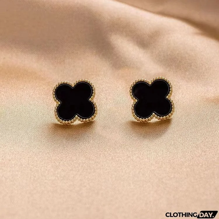 Lucky Clover Gold Stud Earrings