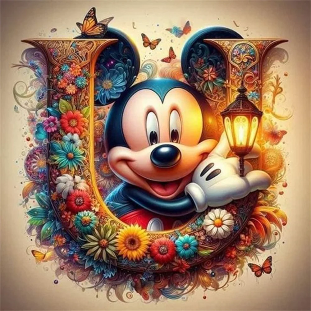 Partial AB Diamond Painting - Full Round Drill - Mickey Minnie Letters(Canvas|35*35cm)