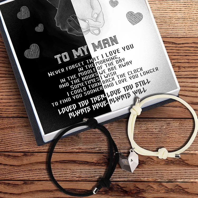 To My Man Magnetic Heart Bracelet Custom Love Couple Bracelet Gift Set