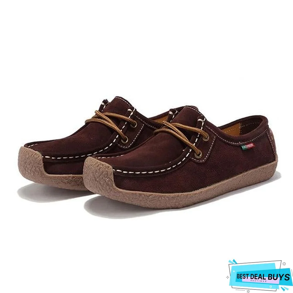 Women PU Leather Loafers Lace Up Folding Moccasins Foldable Casual Flats Shoes