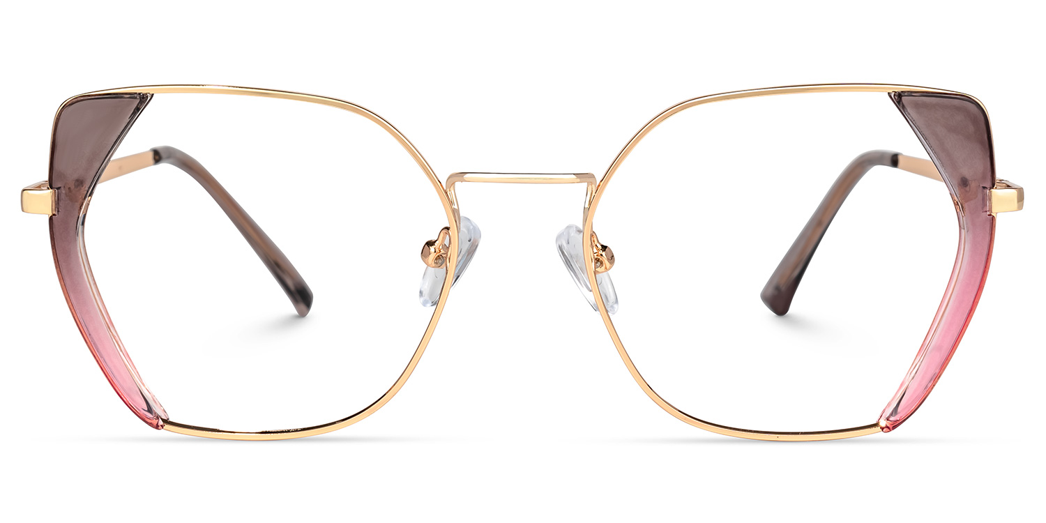 Zaida Rosa-Grau Geometrisch Brille Rosa-Grau