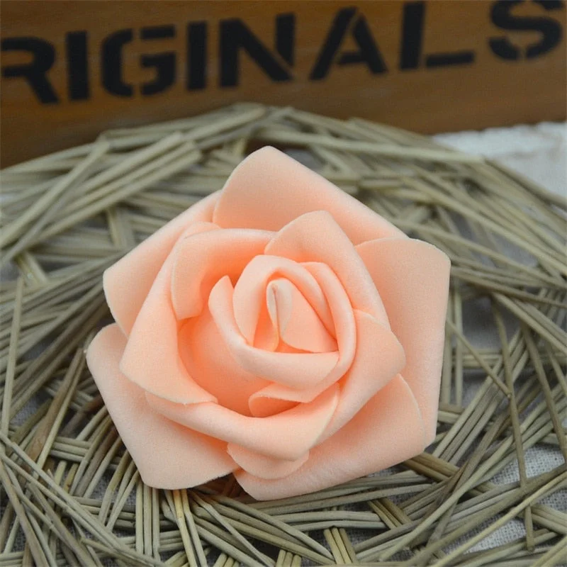 50pcs 6cm Artificial PE Foam Rose Flower Heads For Wedding Home Party Decoration DIY Garland Craft supplies Fake Flowers Ball