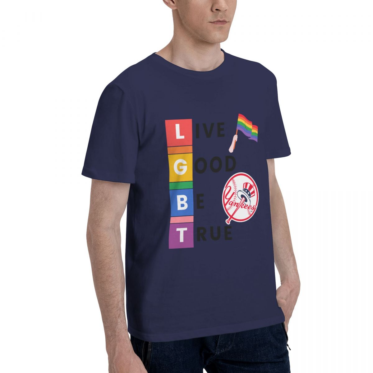 New York Yankees LGBT Pride Printed Men's Cotton T-Shirt