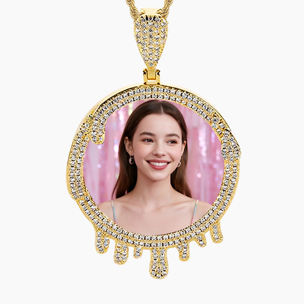 Custom Gold Waterdrop Photo Pendant