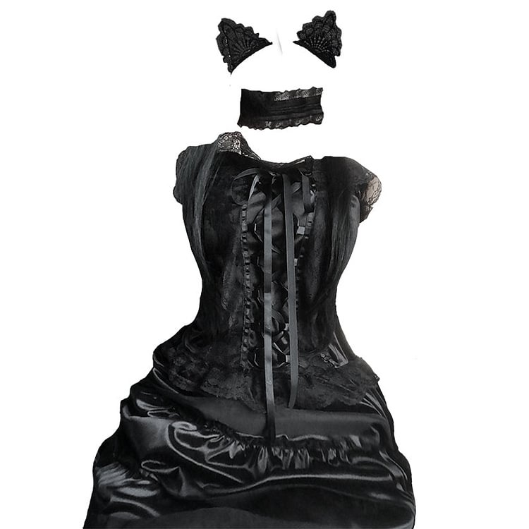 Harajuku Black Cat Girl Dress Set BE1350