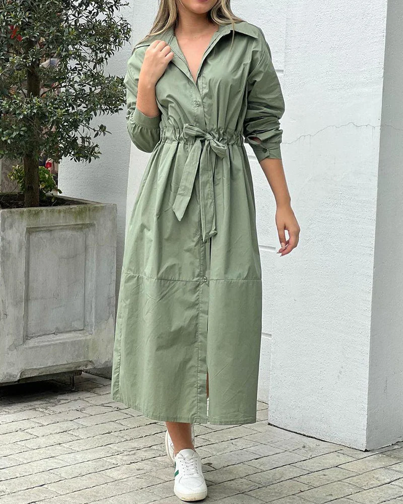 Casual lace-up midi dress