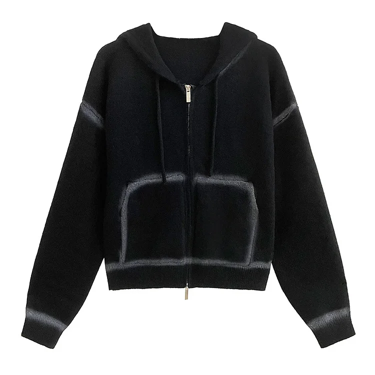 Vintage Knit Hooded Short Jacket - yankia