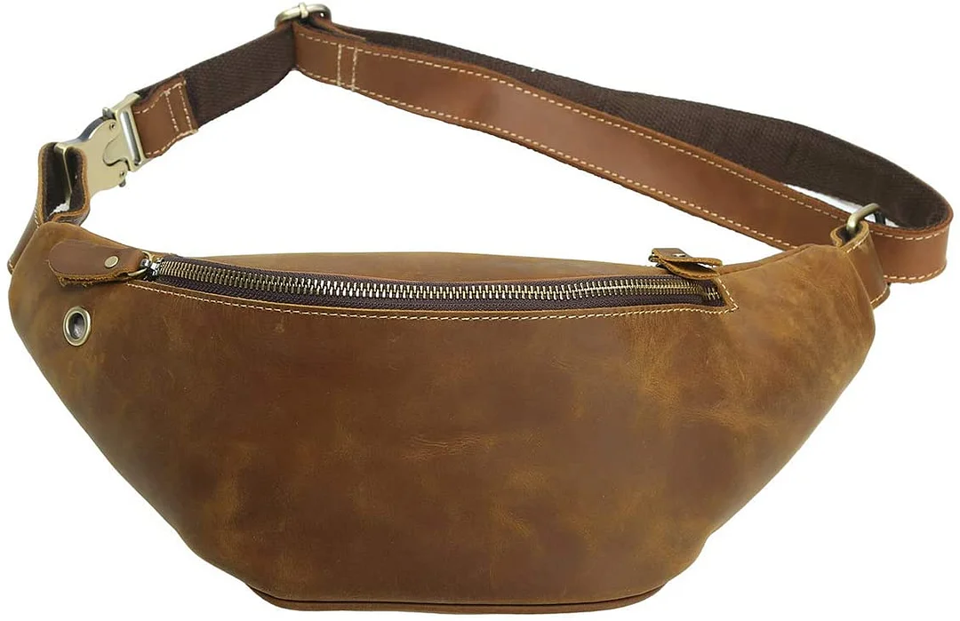 Genuine Leather Waist Bag For Men Fanny Pack Bum Bag Fashion Leather Strap Shoulder Bag Satchel Crossbody Bag Sling Bag For Men