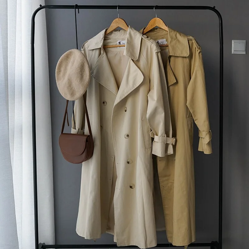 Toppies 2020 Spring Trench Coat for women Doble Breasted Long Coat korean style women Windbreaker Lapel Coat