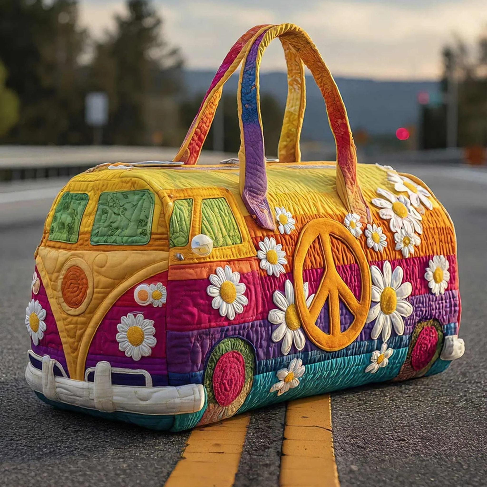 Hippie Journey Quilted Duffle Bag elevenforest