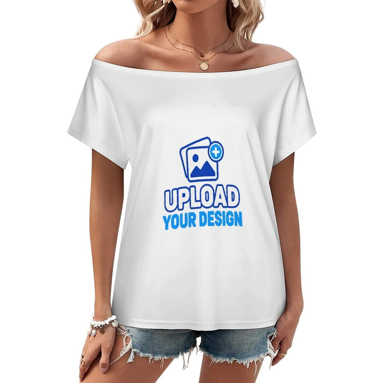 Off-Shoulder Short-Sleeve Shirt custom full-print product view 8