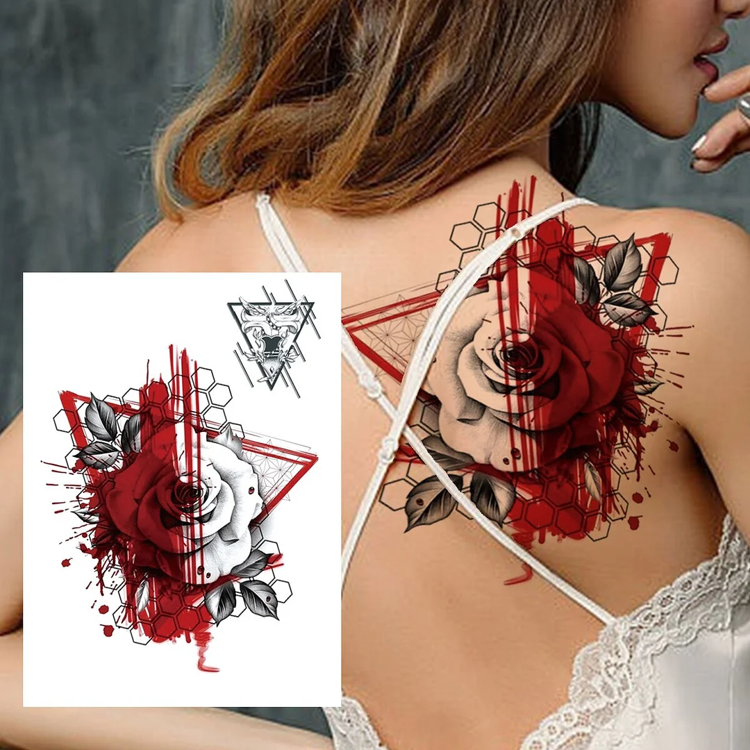 Sdrawing Butterfly Flower Temporary Tattoos For Women Girls Lace Feather Geometry Tattoo Sticker Fake Rose Sexy Tatoos Decor
