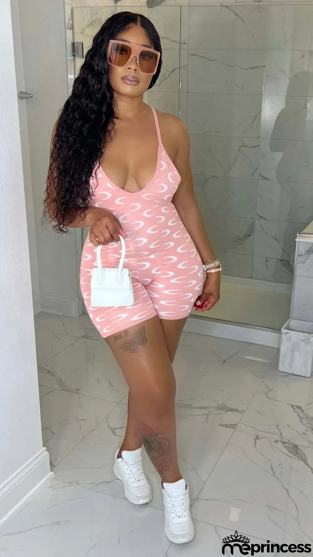 Women's Lace-Up Print Sling Jumpsuit