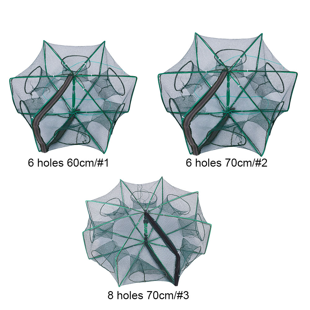 

6/8 Holes Automatic Fishing Mesh Nylon Foldable Shrimp Fish Trap Cast Net, 70# hexagon shrimp pot, 501 Original