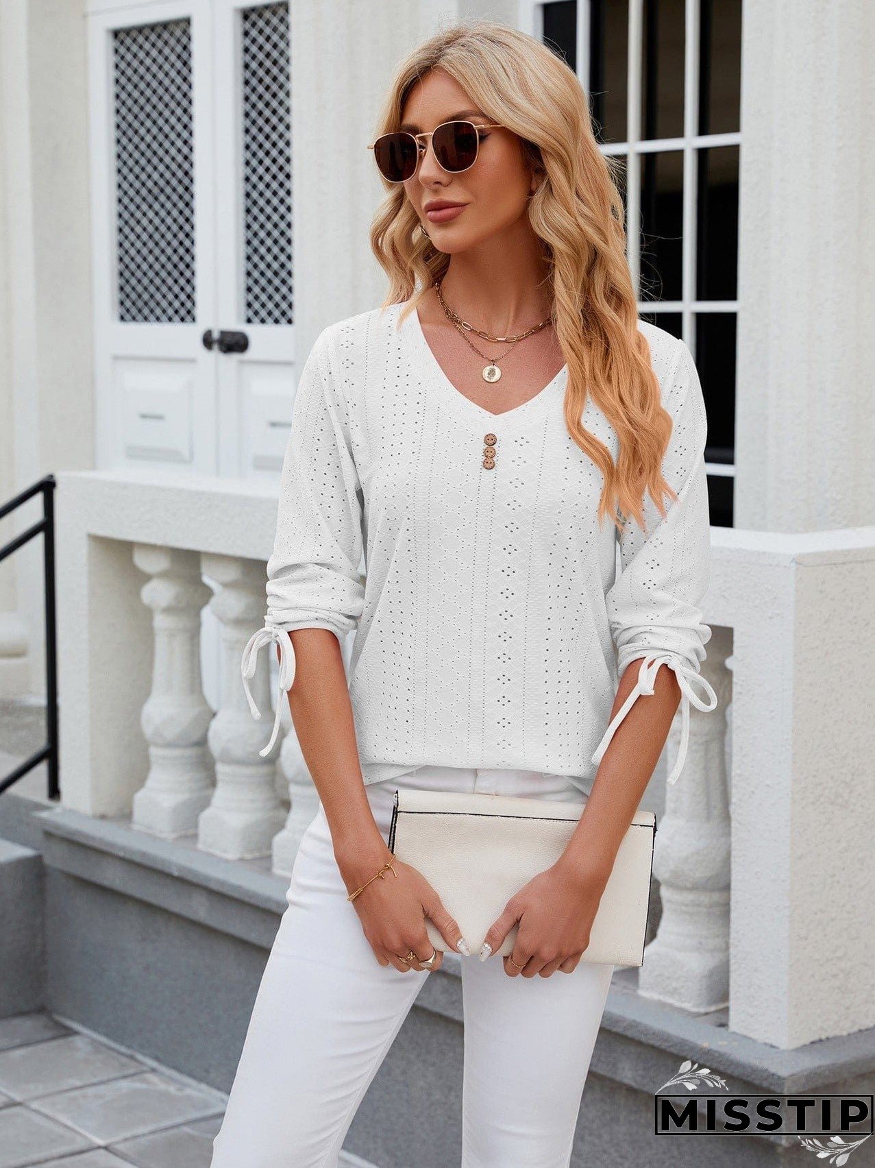Short Sleeve Mock Neck T-Shirt with Side Slits