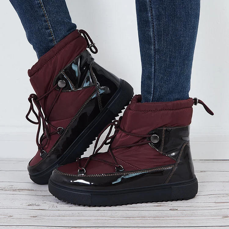 Waterproof Winter Snow Booties Pull on Fur Lining Mid Calf Boots