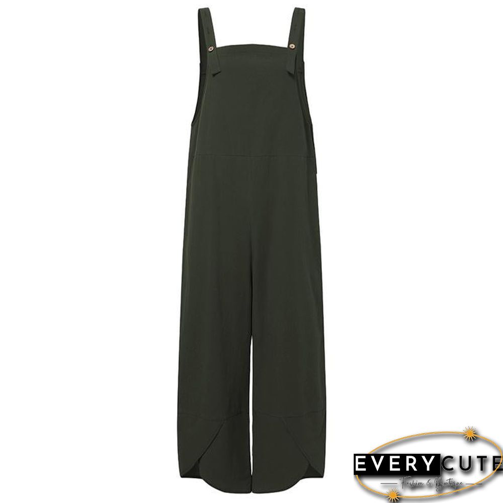 Spaghetti Strap Solid Color Side Pocket Overall Jumpsuit