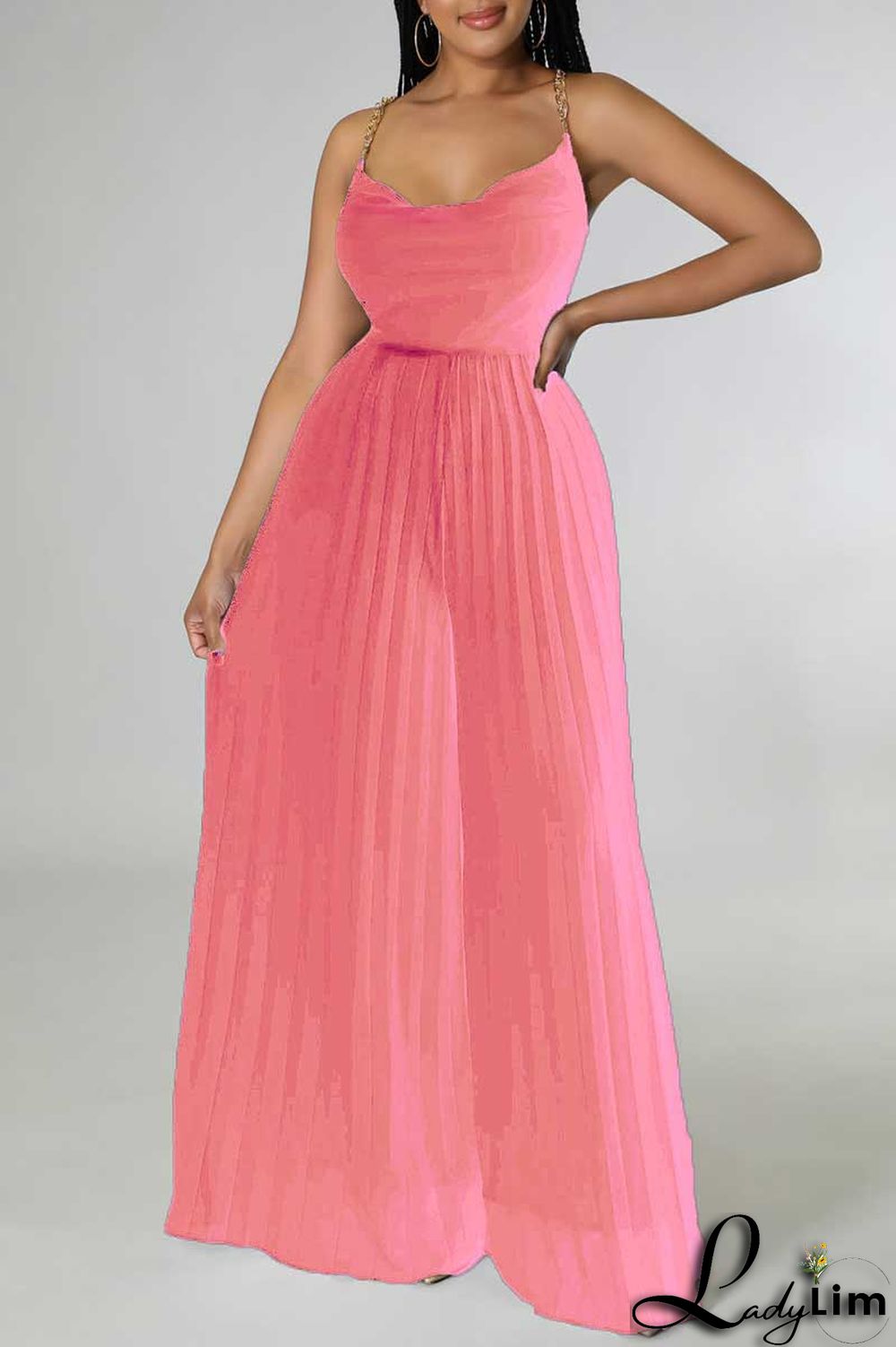 White Elegant Solid Patchwork Backless Fold Straight Jumpsuits