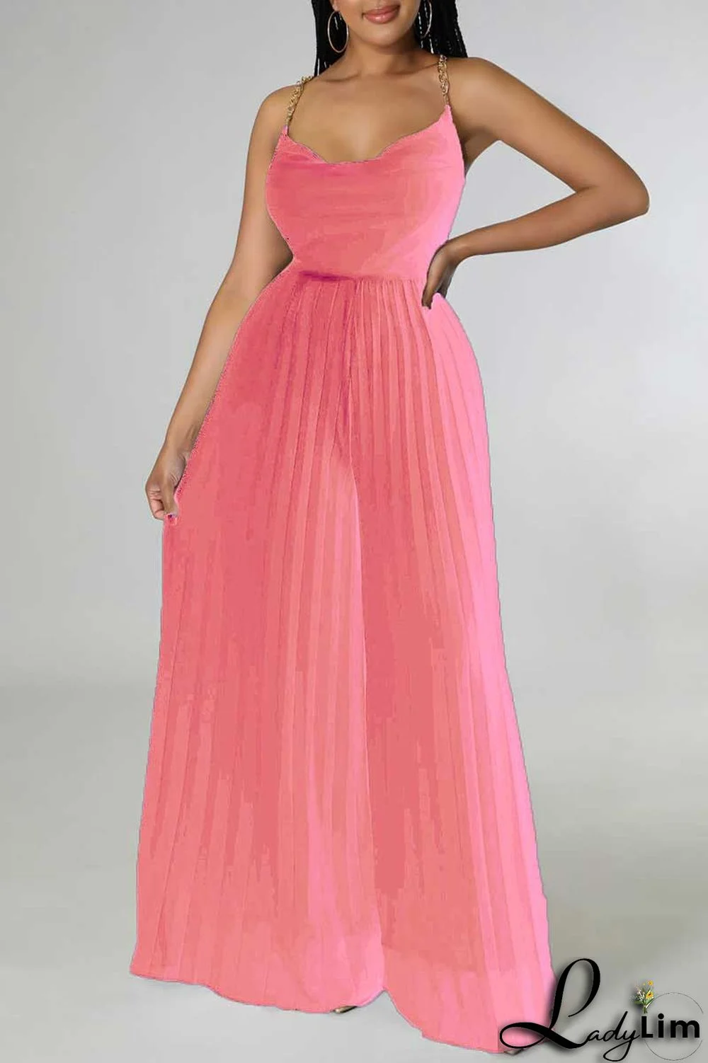 White Elegant Solid Patchwork Backless Fold Straight Jumpsuits