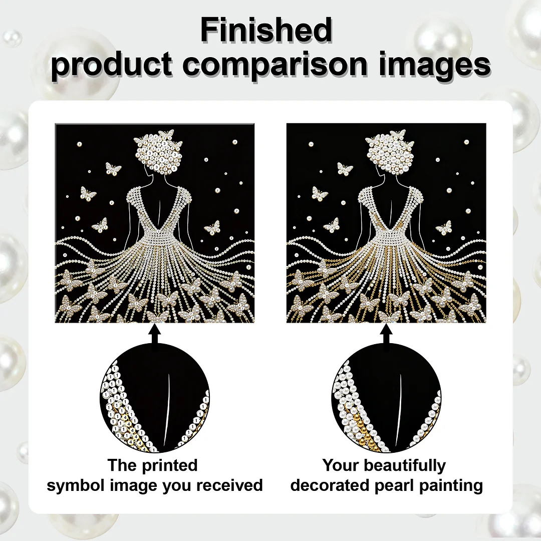 Girl DIY Pearl Diamond Art Kit for Adults Home Decor 25x25cm With Frame