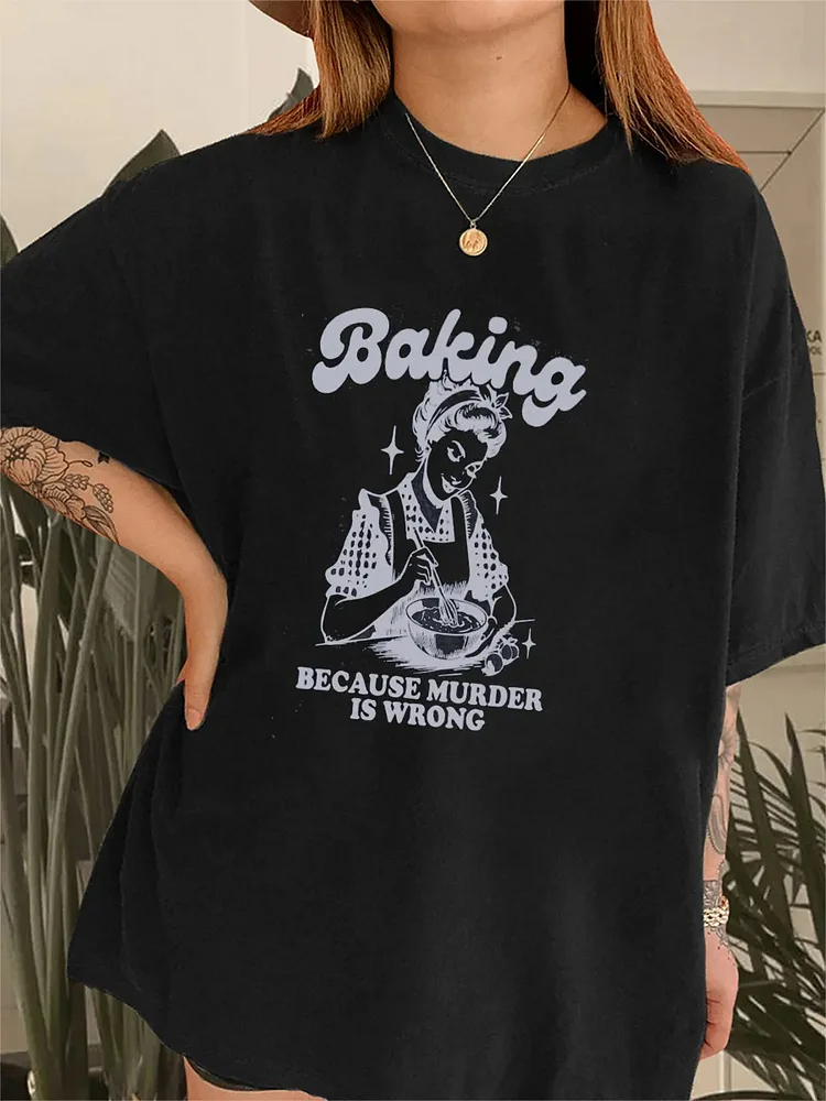 Plus Size Women Vintage Baking T-Shirt
