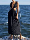 Plunging Backless Empire Midi Dress