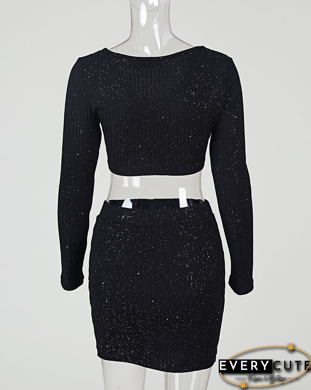 Glitter Off Shoulder Crop Top & Skirt Sets