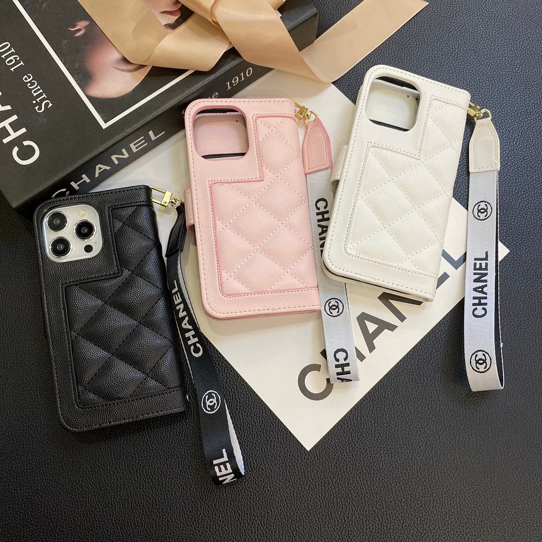 Chanel Genuine Leather Wallet Leather Crossbody Bag Apple iPhone Case