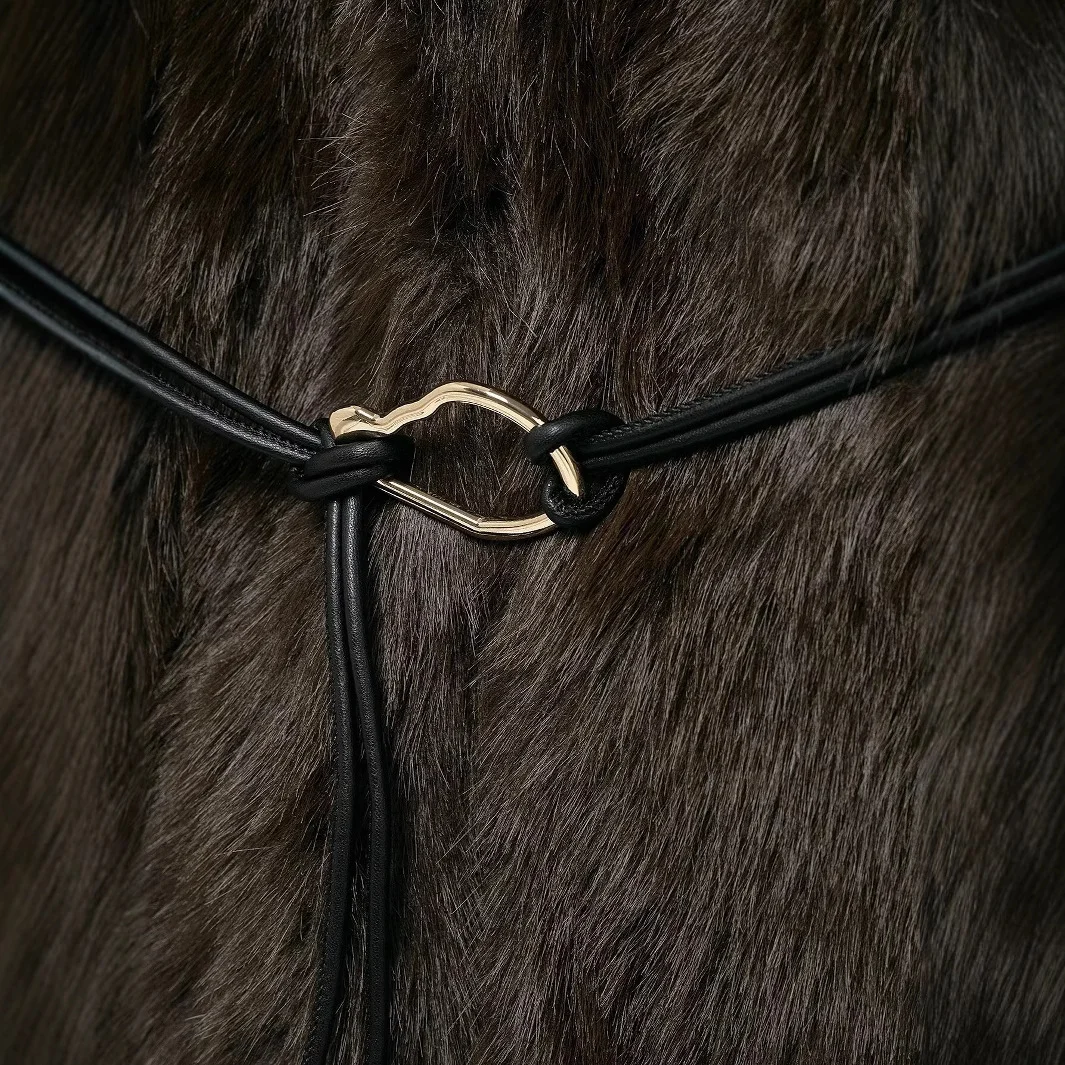 Nigikala Nigikala Women's Clothing New Temperament Collar Imitation Fur Medium And Long Coat