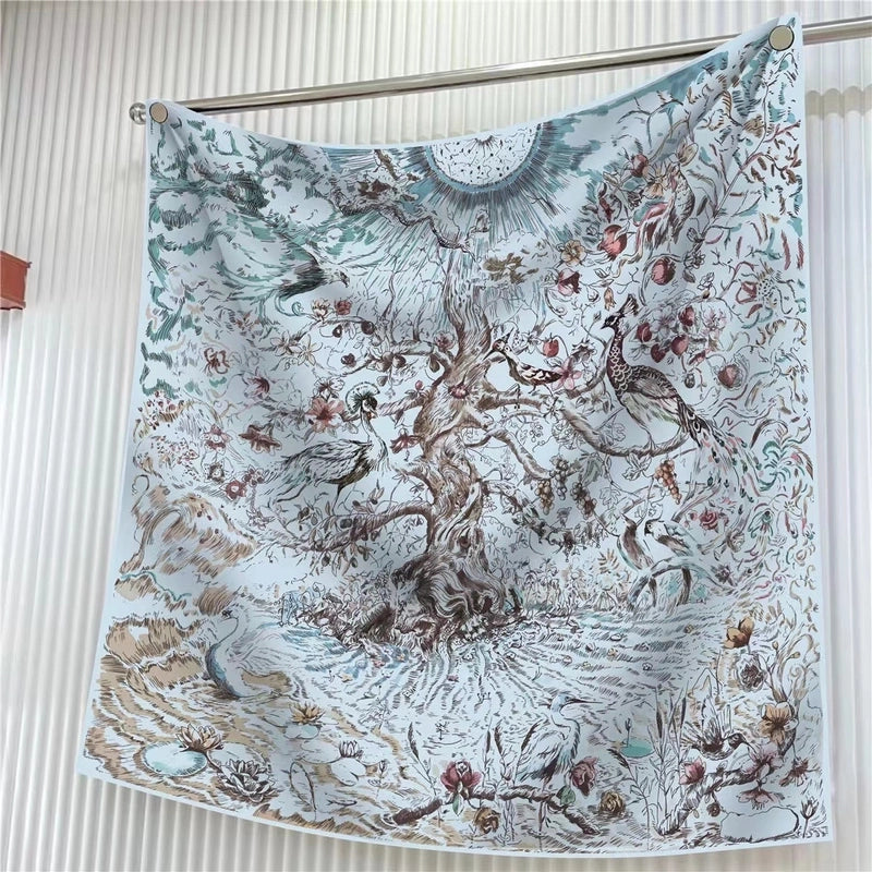 90cm * 90cm Hangzhou High Quality Twill Forged Large Square Scarf Fashion Printed Scarf Sunscreen Shawl Scarf
