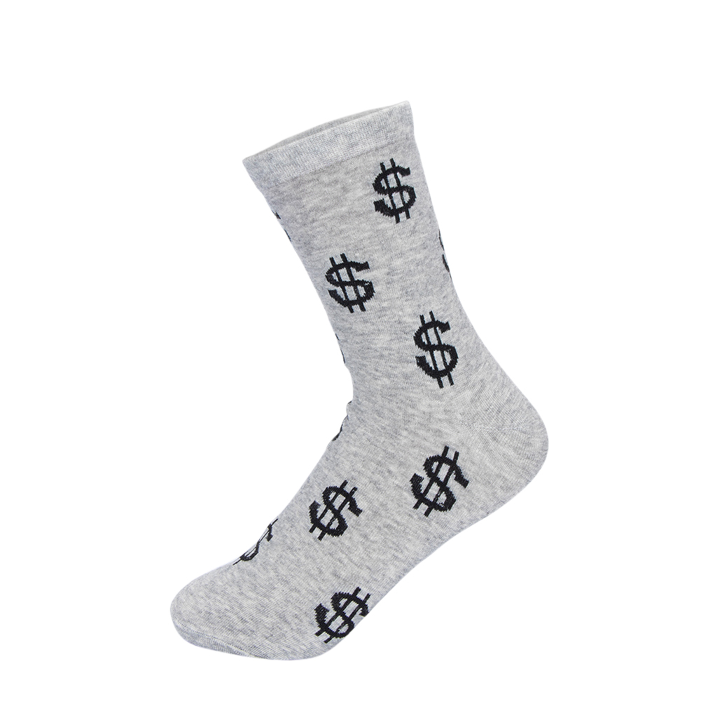 

Cotton Autumn Winter Long Socks Men Dollar Symbol Calf Length Socks (Grey), 501 Original