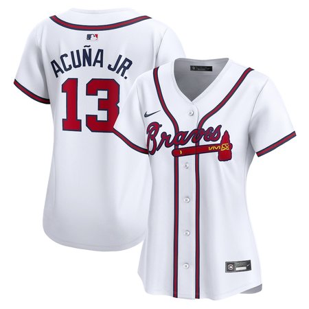 Women's Atlanta Braves #13 Ronald Acuna  White Home Limited Player Jersey