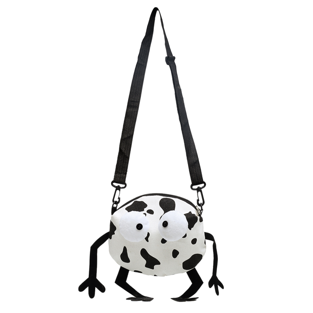 

Cow Milk Printed Shoulder Bag Cartoon Canvas Travel Crossbody Handbag, Black, 501 Original