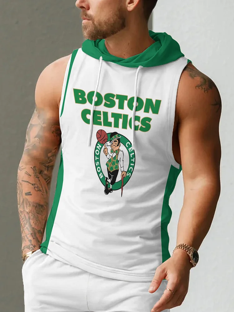 Boston Celtics  Men's Casual Comfy Sleeveless Hooded Tank Top
