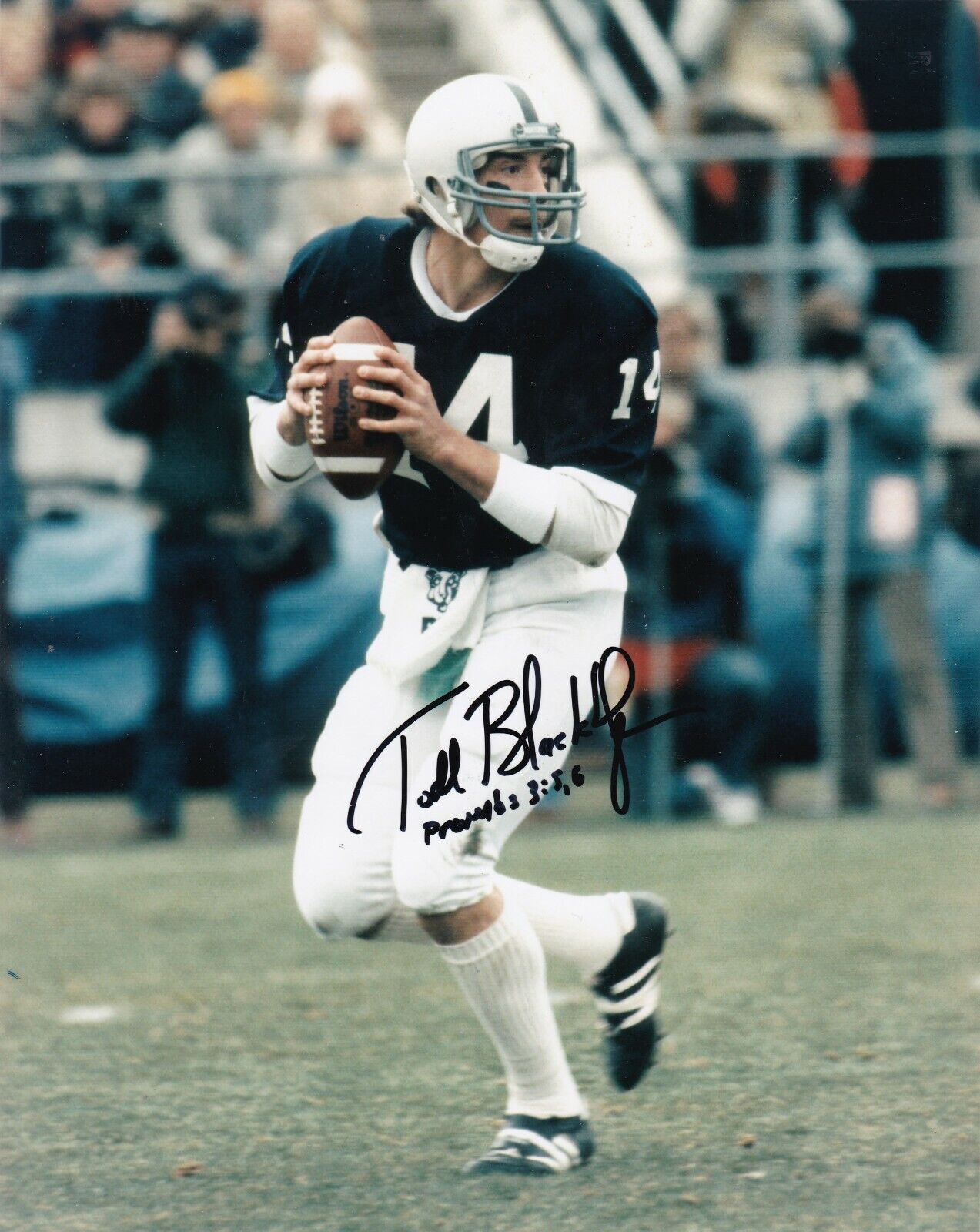 TODD BLACKLEDGE PENN STATE NITTANY LIONS ACTION SIGNED 8X10