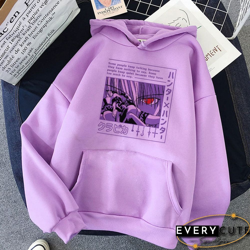 Women Hoodies Hunter X Hunter Women Pullovers Hoodies Sweatshirts Killua Zoldyck Devil Eye Print Anime Hoody Streetwear Tops