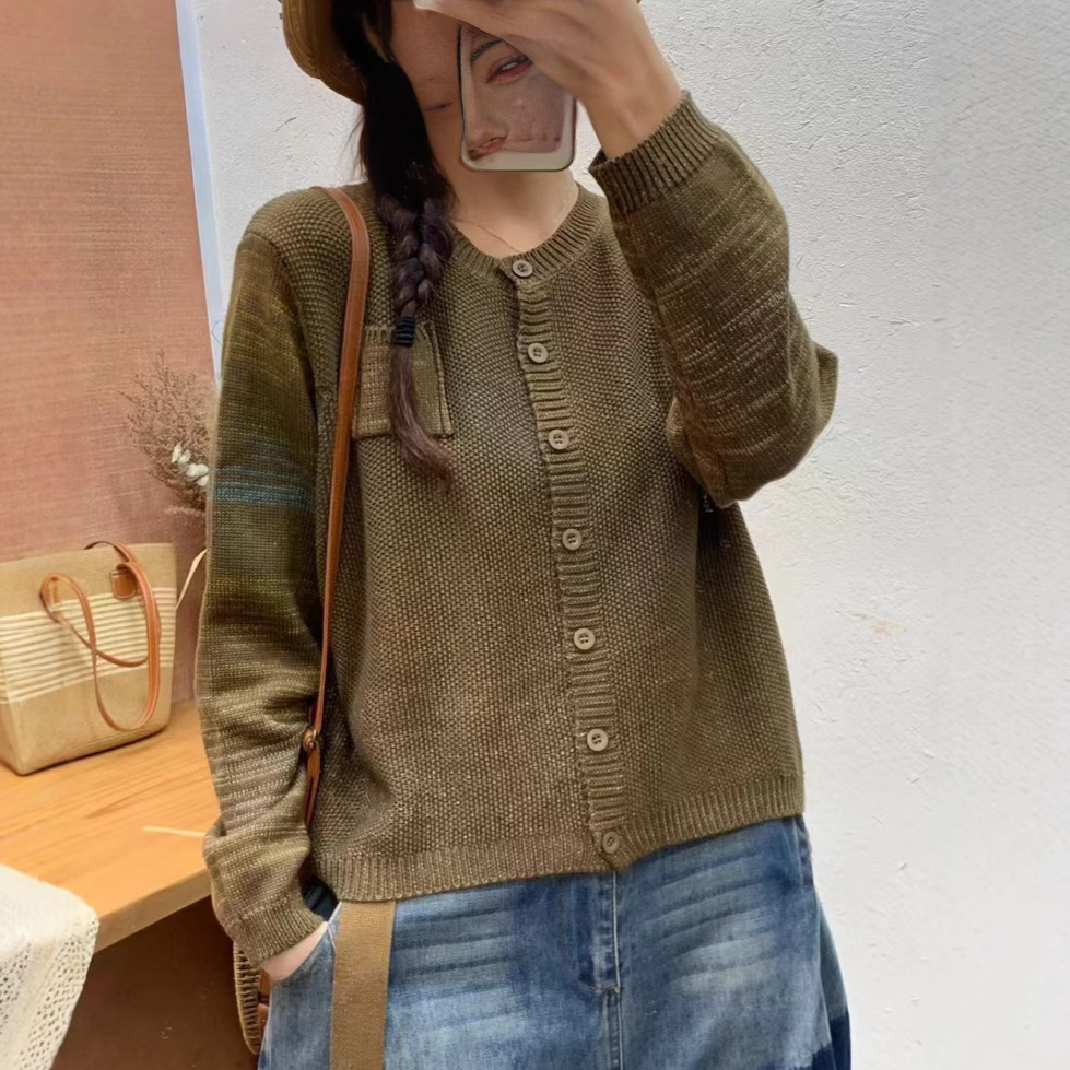 Chicfifth Sweater Women Winter Long Sleeve High Quality Autumn Vintage Top Knitted Cardigan