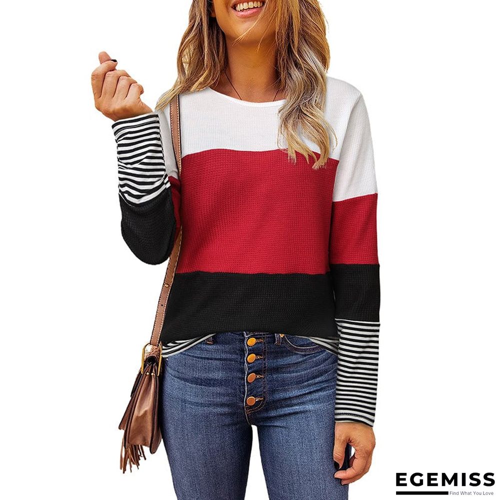 Fashion Striped Round Neck Long Sleeve Pullover Sweater | EGEMISS