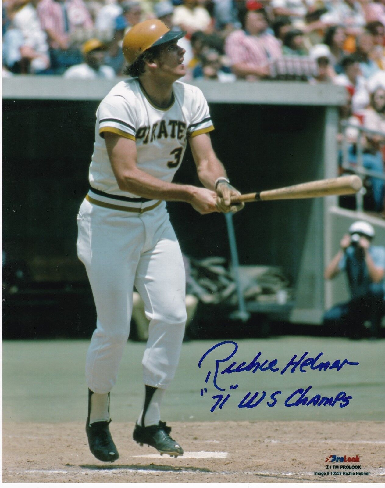 RICHIE HEBNER PITTSBURGH PIRATES 1971 WS CHAMPS ACTION SIGNED 8x10