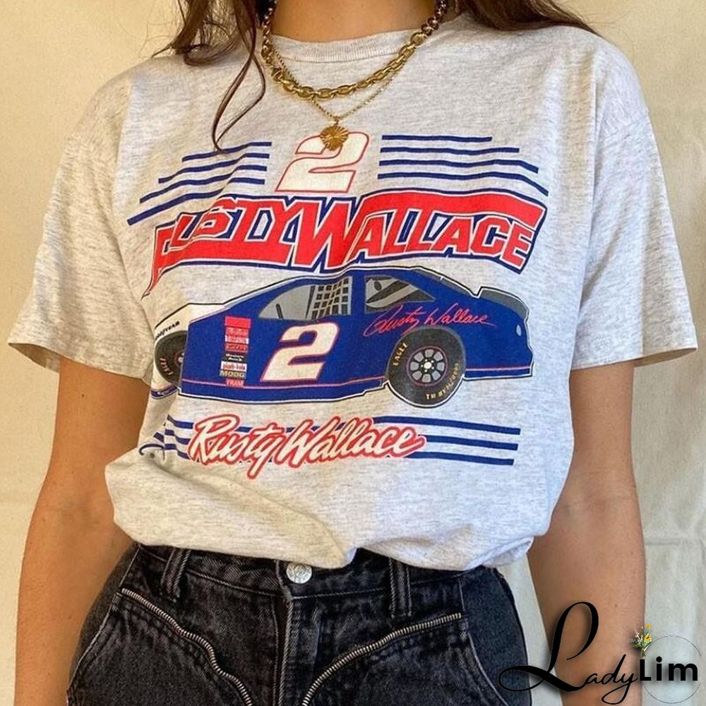 Gothic print Round Neck loose short sleeves t-shirt