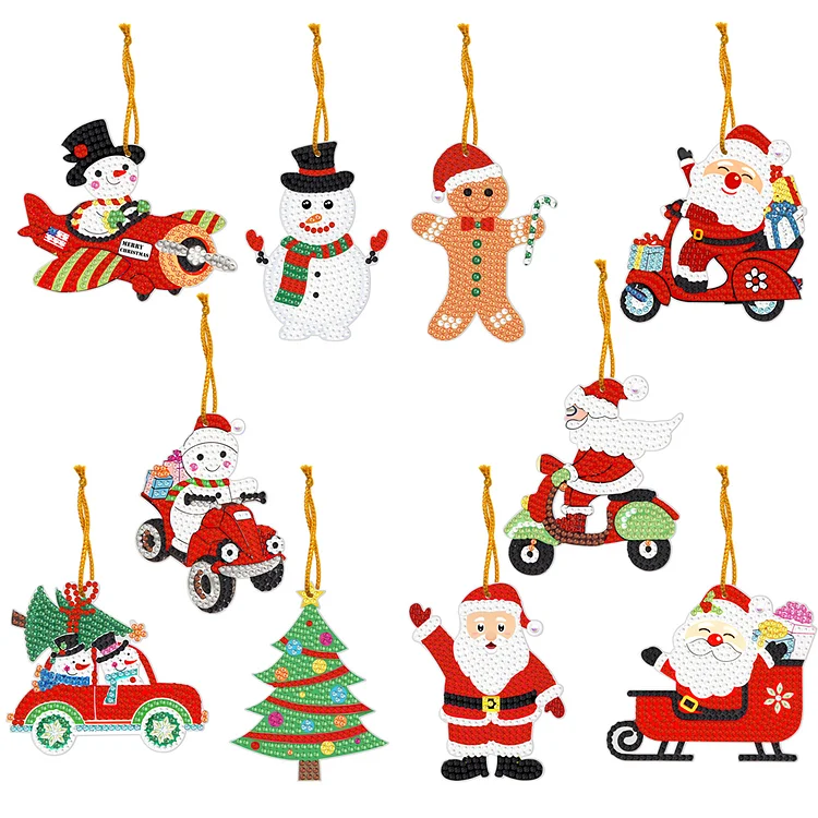 10pcs Hanging Ornament Art Crafts 5D DIY Spot Drill Cartoon Christmas Decoration gbfke