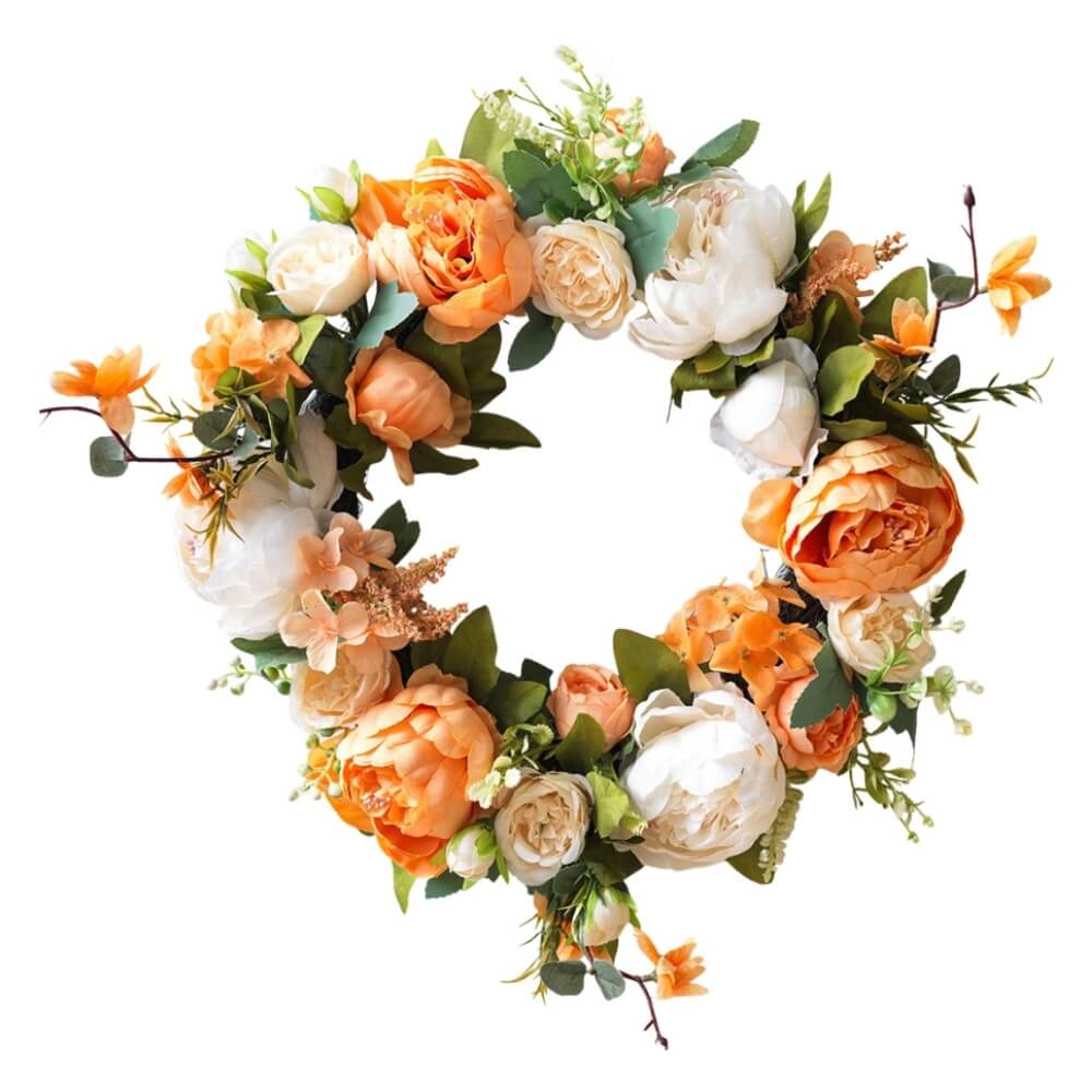 15.7" Spring Artificial Peony Wreath