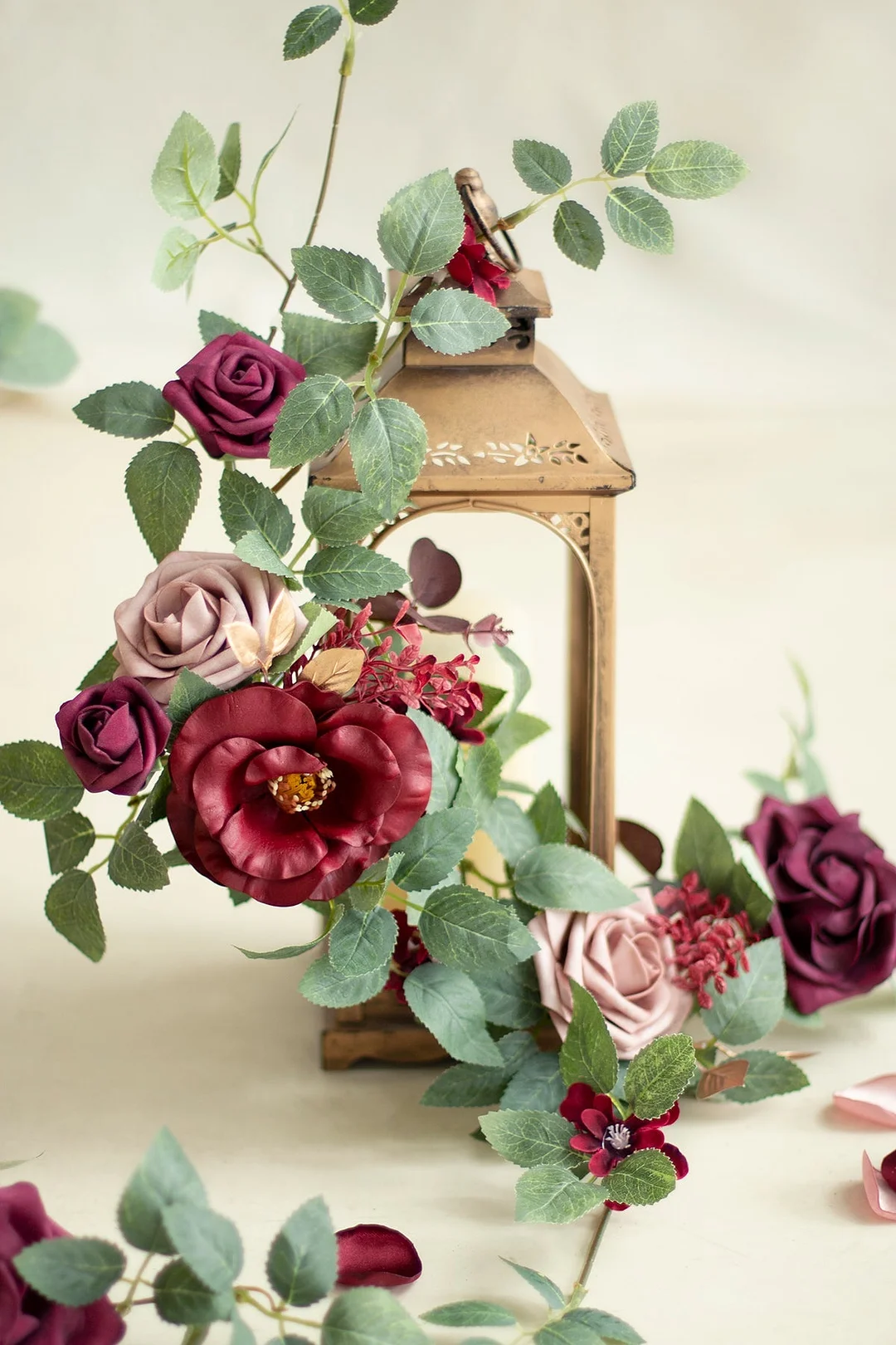 Lantern Floral Arrangements in Romantic Marsala