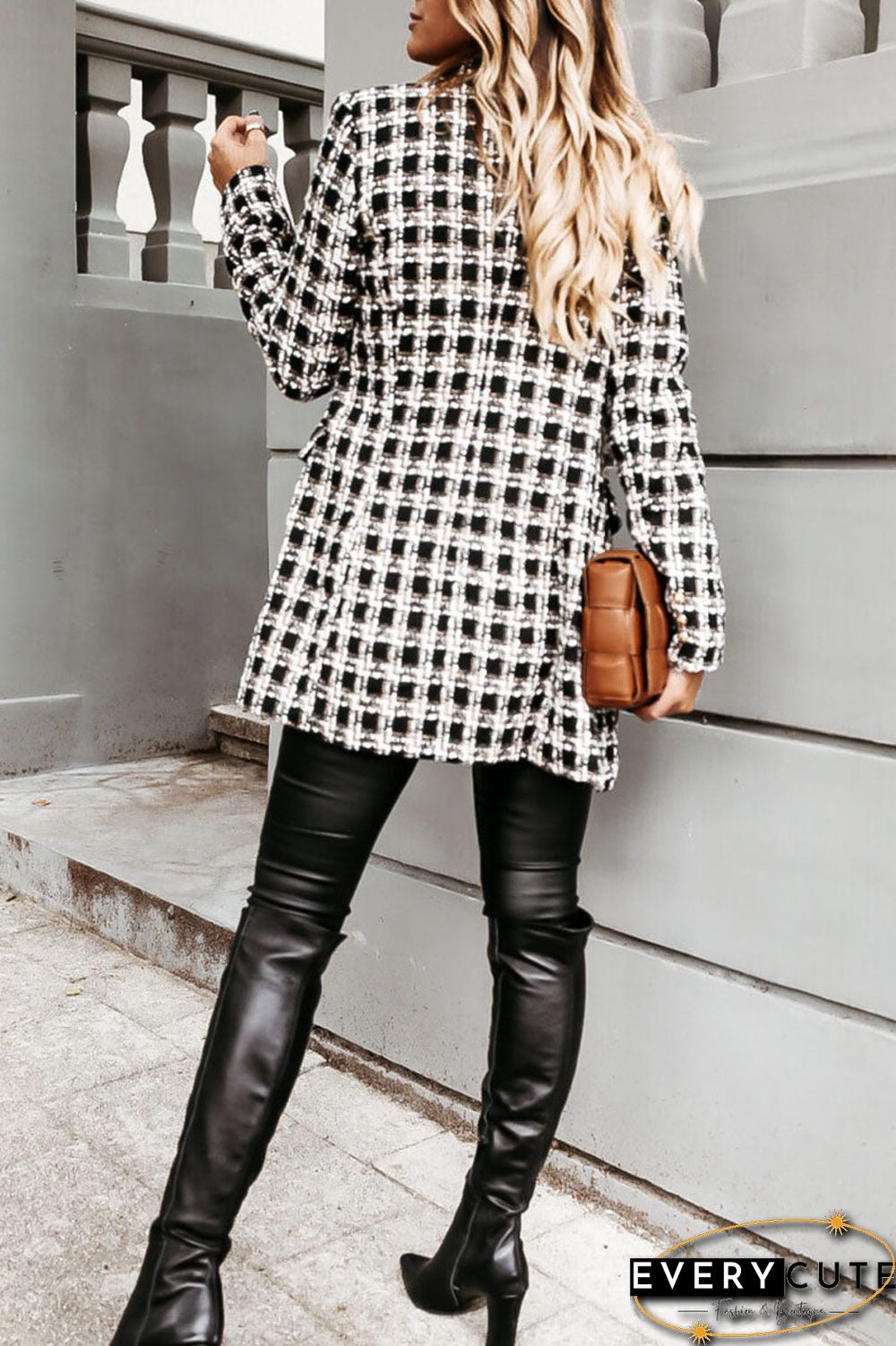 Fashion Street Plaid Turn-back Collar Outerwear(5 colors)