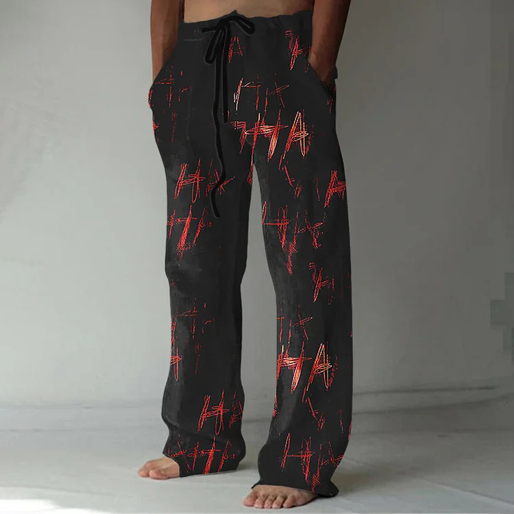 Men'S Vintage Horrible HA Art Print Casual Pants