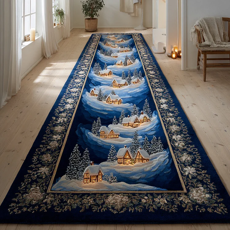 Navy Christmas Village Runner Carpet NCU0HH1508