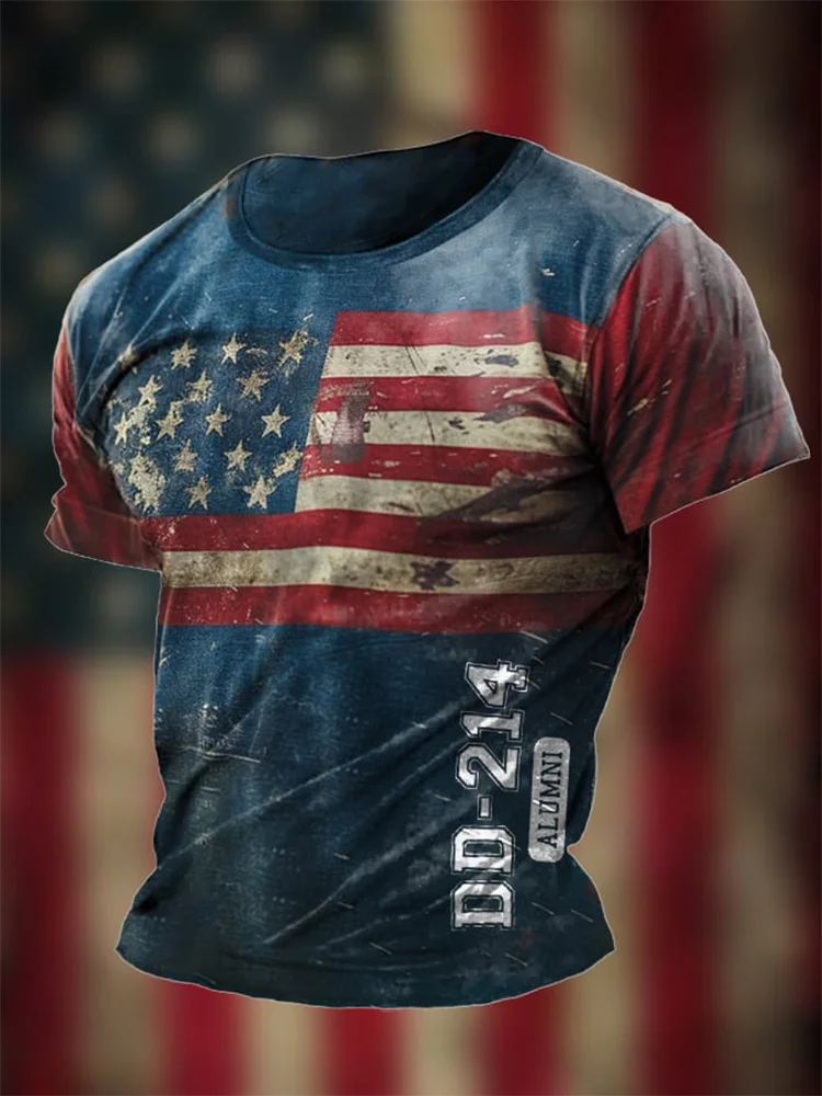 Comstylish Men's Vintage Us Military Dd214 Veteran Print TShirt